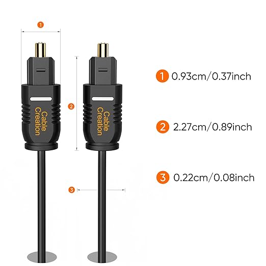 CableCreation Optical Digital Audio Cable 6FT, Slim Fiber Optic Toslink Gold Plated Optical S/PDIF Cord for Home Theater, Sound Bar, TV, PS4, Xbox, VD/CD Player, Game Console& More, Black/OD:2.2mm