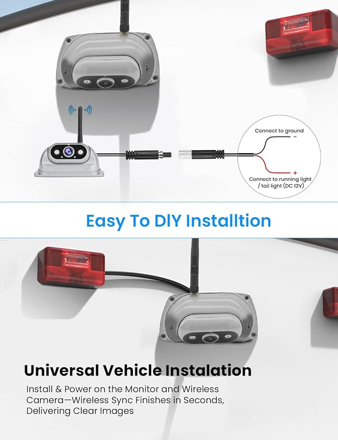 RV Wireless Backup Camera with High Performance 6.86 Inch Touch Monitor 1080P 2 Rear View Cameras with IR Night Vision 4 Channels IP69K Waterproof Reverse Camera for Truck Trailer Camper Tractor