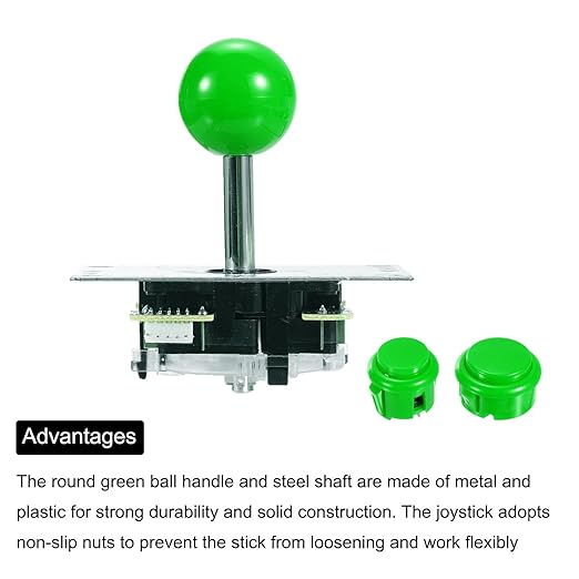 MECCANIXITY PC Joystick DIY Kit Arcade Game Joystick DIY Parts Arcade Button ABS 5 Pin for PC Classic Arcade Green