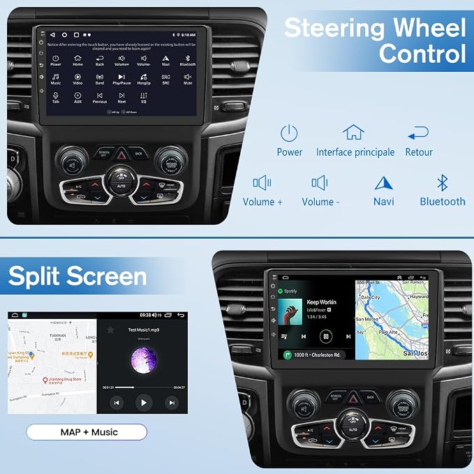 Car Radio Stereo for Dodge Ram 2013-2018 1500 2500 3500 Automatic AC Android 13 2G RAM 64G ROM with Wireless Carplay Android Auto, 9-inch Touch Screen Head Unit