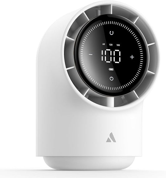 Aecooly Touch Control Desk Fan, 100 Speeds Quiet Bedroom Digital Display 8000mAh 3 Oscillation Angles Battery Powered Small Desktop Table Fan for Bedroom, Bedside, Office, Travel -White