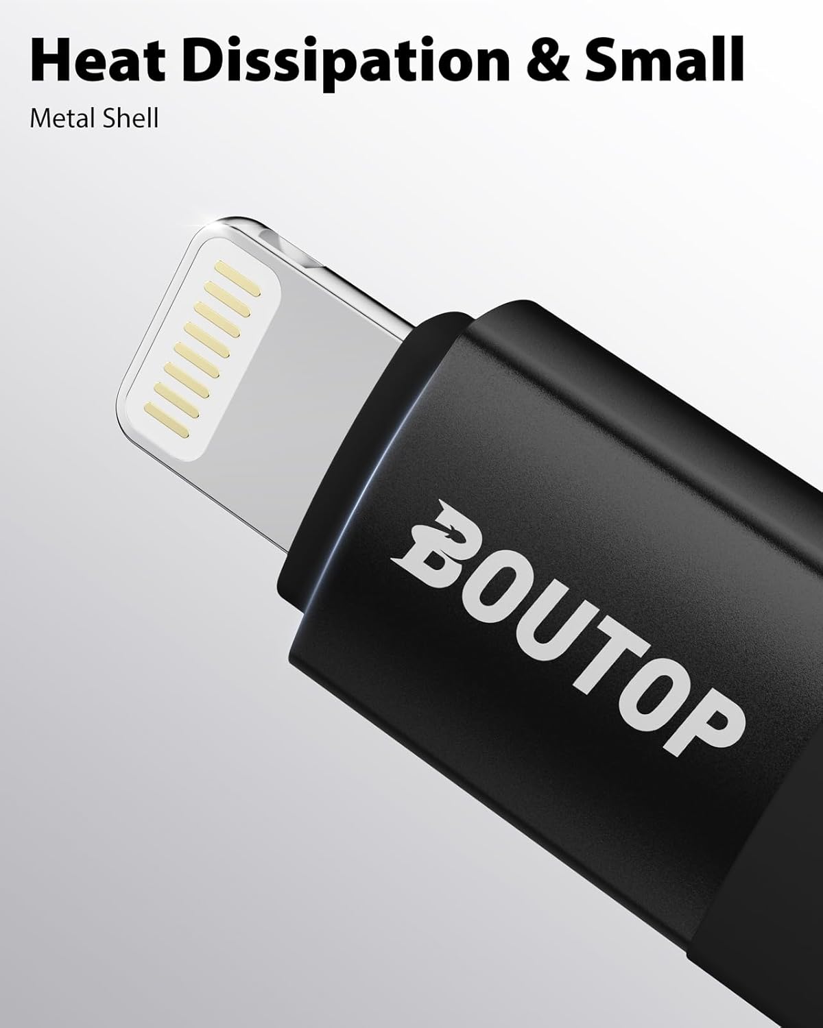 [MFi Certified] 36W USB C to Lightning Cable Adapter, Support Data Sync/PD Fast Charging Compatible with iPhone iPad AirPods, with Anti-Lost Holder - Black 2 Pack