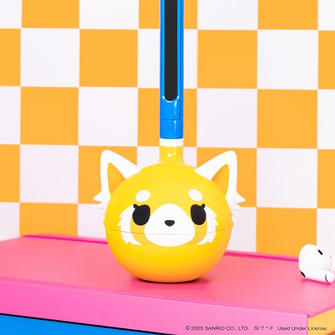 Otamatone Classic Aggretsuko Happy Sweet [Officially Licensed Sanrio] Japanese Character Electronic Musical Instrument Portable Synthesizer from Japan Maywa Denki for Children Kids and Adults Gift