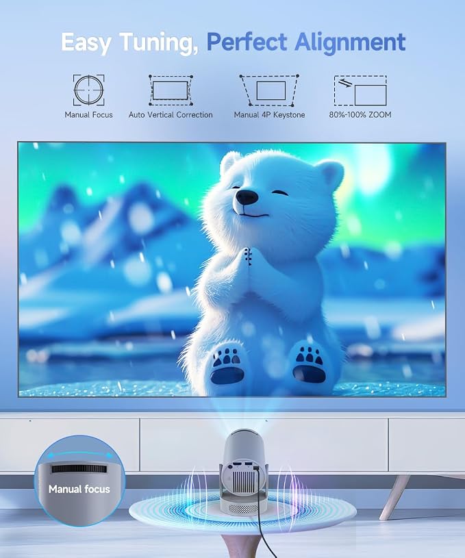 Magcubic Mini Projector 4K Support, Portable Projector with WiFi 6 and Bluetooth 5.4, 5W Soundbase Speaker, Smart Proyector with Auto Vertical Keystone 180°Rotatable for Movie Home Outdoor