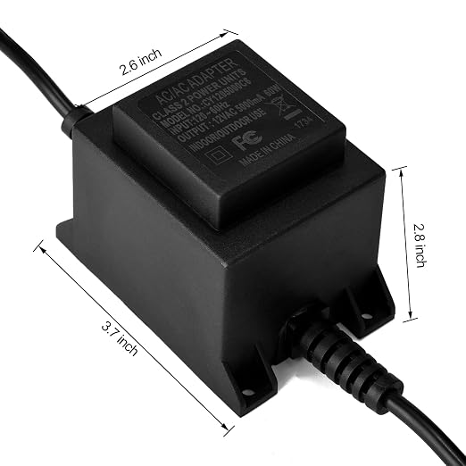 AGPtEK 60W Waterproof Voltage Converter Transformer 110/120V to 12V AC 5A | Waterproof Power Supply Converter, for Pool Light, Water Pumps, Outdoor Light, Stable Voltage, Easy Install, Safe Outdoor Use