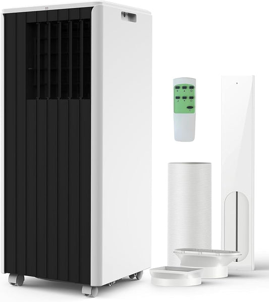 8000 BTU Portable Air Conditioner - 3 in-1 AC Unit Cools 350 Sq. Ft Rooms, Quiet 50 dB Operation w/Touch Control & Remote, Includes Window Kit & 24H Timer, Dehumidifier & Fan Modes for Bedroom, Black