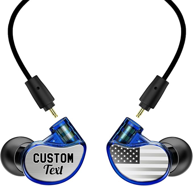 MEE audio Personalized M6 PRO in Ear Monitor Headphones for Musicians w/Engraved Metal Faceplates: Choose an Artwork and/or Add Custom Text, Noise Isolating Professional Earbuds w/Replaceable Cables