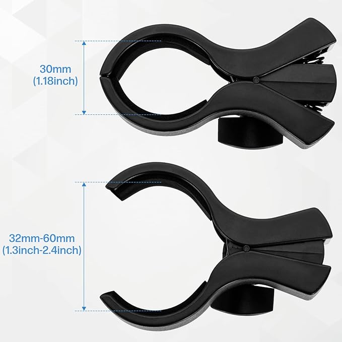 BILIONE 4pcs Versatile Microphone Clip, Adjustable Mic Holder for Microphones with Outer Diameter Range 1.26" from 2.3", with 5/8" Male to 3/8" Female Screw Adapter(Black)