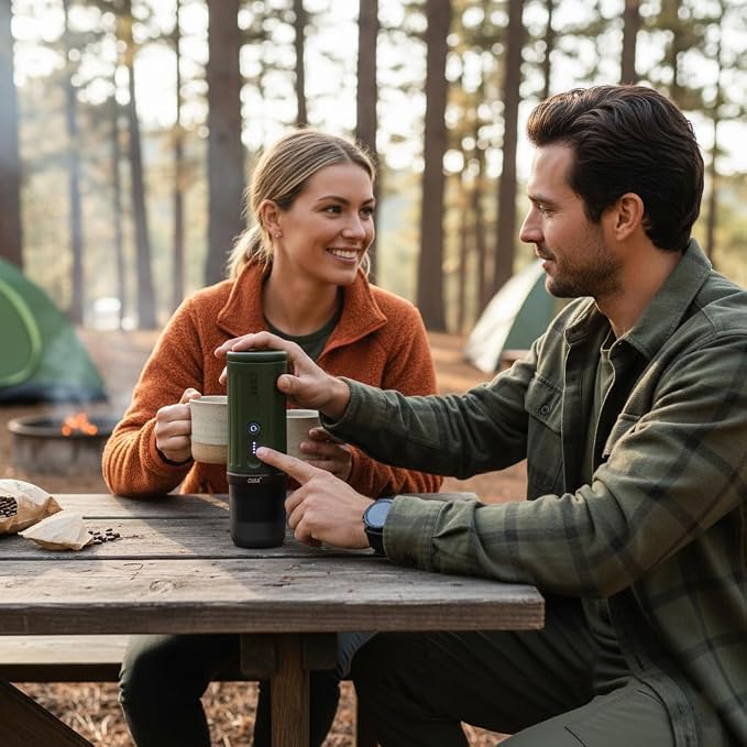 CERA+ PCM03S Portable Espresso Machine 5-8 Cups per Charge, Self-Heating 20 Bar， NS Pods & Ground Coffee, Epresso Electric Travel Coffee Maker for Outing, Working, Camping