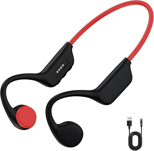 Swimming Bone Conduction Headphones, IPX8 Waterproof Earbuds Bluetooth 5.4 Open Earphones with 32GB MP3 7H Playtimes, Underwater Headphones for Marathon Swimming Running Cycling
