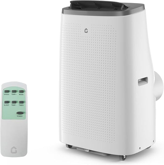Garvee 14000 BTU Portable Air Conditioner for Rooms up to 750 Sq. Ft, 3-in-1 AC Unit with Cooling, Dehumidifier & Fan, Auto Swing, 24H Timer, Remote & Window Kit, Bedroom, Dorm, Apartment, Gray