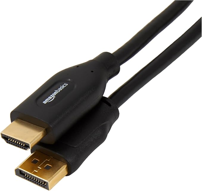 Amazon Basics DisplayPort to HDMI Cable, Video and Audio, Uni-Directional, 1920x1200, 1080p, Gold-Plated Plugs, 25 Foot, Black