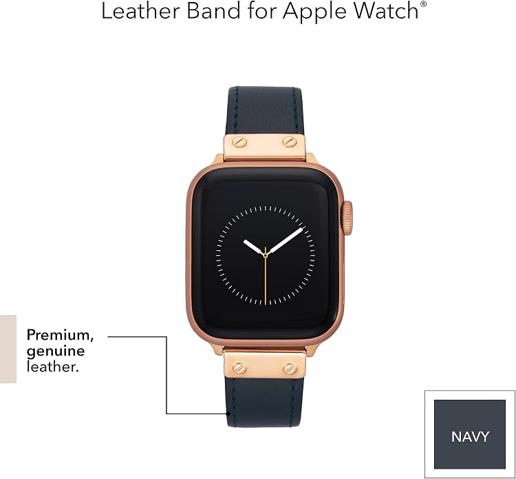 Anne Klein Leather Fashion Band for Apple Watch Secure, Adjustable, Apple Watch Band Replacement, Fits Most Wrists