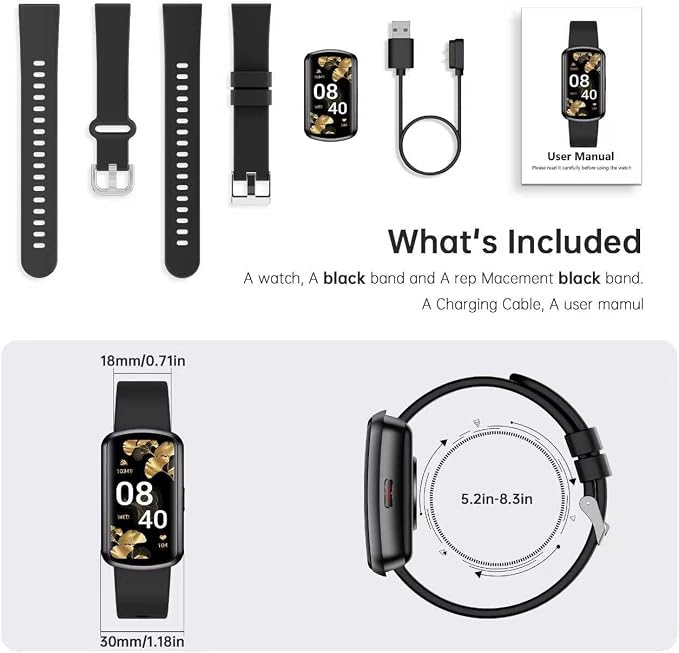 Health Fitness Tracker with 24/7 Heart Rate, Smart Watch with Blood Pressure and Blood Oxy-gen Monitor, Bulit-in 120+ Sport Mode, Sleep Tracking Waterproof Activity Tracker for Women Men