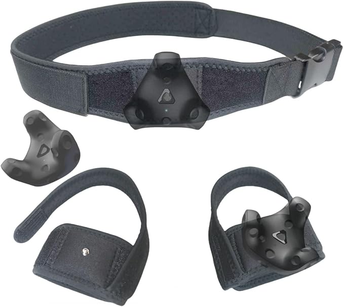 VR Tracker Straps Waist+Feets 3 in1(New Model for 2024), for Vive Tracker, Ultimate Tracker, Tundra Tracker –Full Body Tracking Belt in VR Chat, Dance Dash, and Other FBT apps