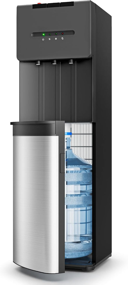 EUHOMY Bottom Loading Water Cooler Dispenser for 5 Gallon Bottle, 3 Temperature Settings – Cold, Warm & Hot, with Child Lock, LED Display Light, Water Cooler for Home, Office, Apartment, Black