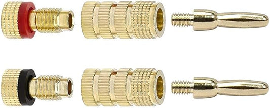 Monoprice Speaker Banana Plugs - 24k Gold Plated,Closed Screw Type, Color Coded, 20 Pairs