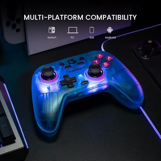 GameSir Nova Wireless Controller, Hall Effect Sticks, Dual RGB Circles, 1200mAh Battery, for Switch, PC, iOS, Android (Retro White)