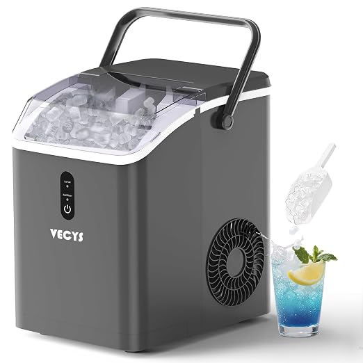 VECYS Nugget Ice Maker, 34LBS/Day Countertop Ice Machine, Self-Cleaning Portable Pellet Ice Maker, Chewable Sonic Ice for Home, Office, Bar