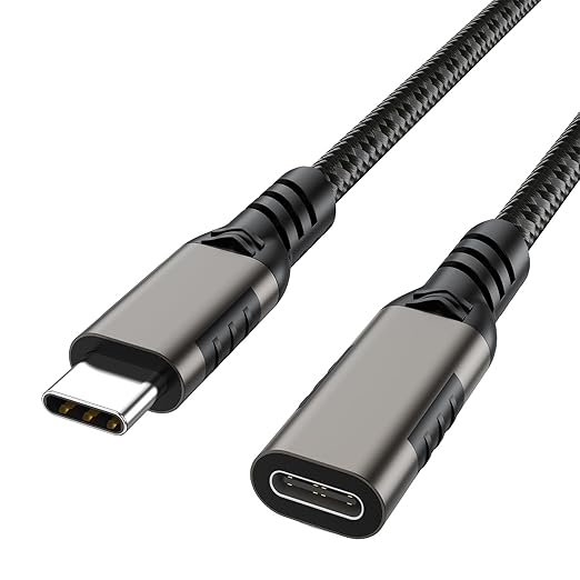 USB C Extension Cable 6.6ft USBC Male to Female Cord Support 4K Video Output, Fast Charge 100W, Data Transfer 10Gbps, USB 3.2 Gen 2 Extender for PC, Monitor, Carplay,Phone,Arzopa, KKY, SSD,Switch,Dock