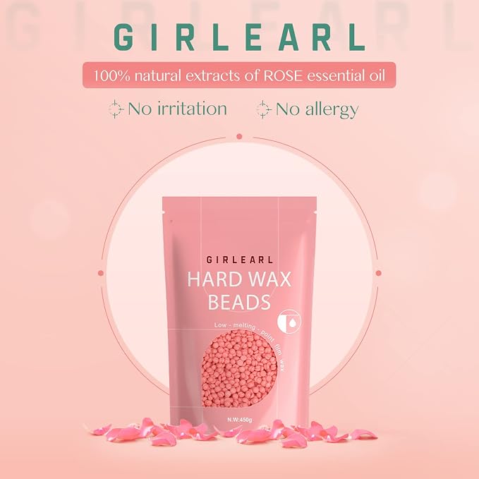 GIRLEARLE Wax Warmer Kit for Women and Men + 1lb Hard Wax Beads at Home, Multiple Formulas Target Different Types of Hair for Sensitive Skin Body, Brazilian Bikini, Eyebrow, Facial