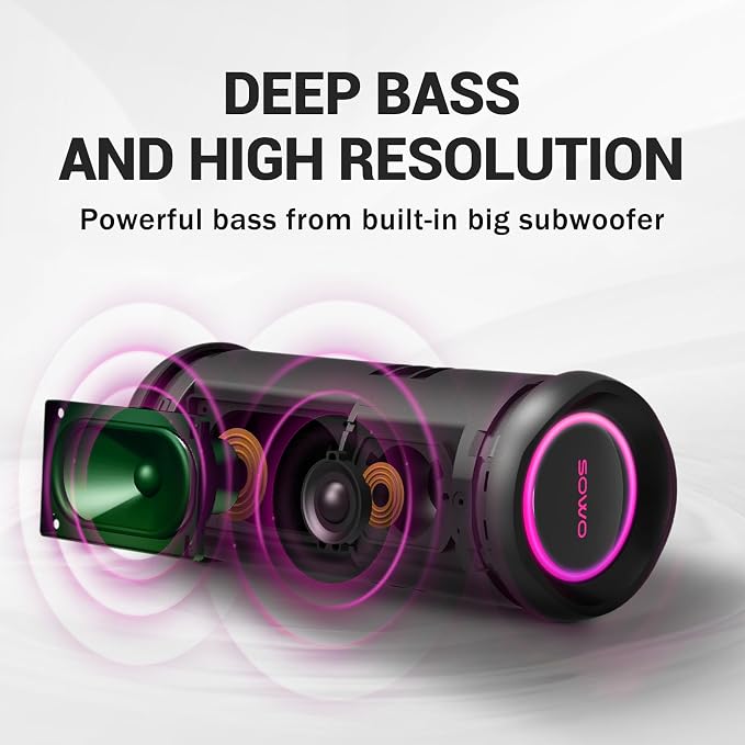 Bluetooth Shower Speaker Waterproof - Small Portable Bluetooth Speaker Wireless with Clip - Powerful Bass and Louder Volume - Colorful Lights and Lightweight