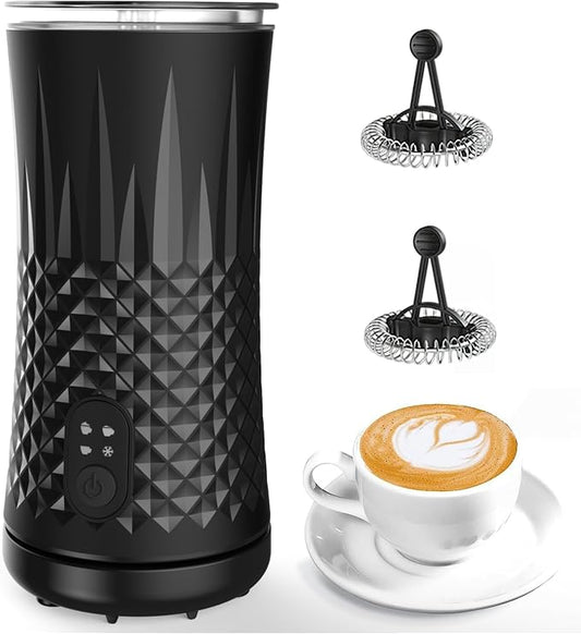 Milk Frother Electric,Flevo 4 in 1 Electric Milk Frother and Steamer,240ml Electric Milk Steamer Warmer with Two Whisks for Heating and Frothing Milk,for Coffee, Latte,Cappuccinos,Macchiato