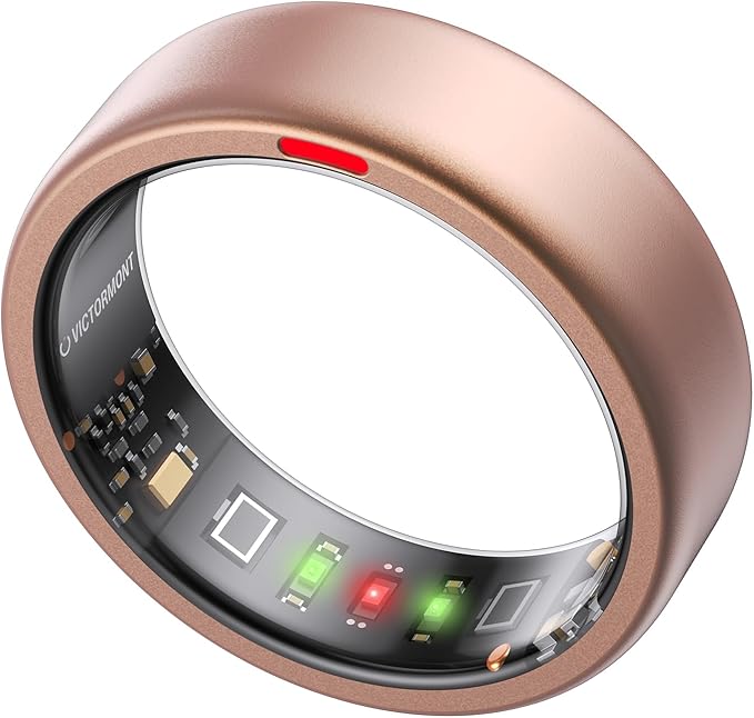 Smart Ring Pro, No App Subscription, Sleep & Activity Tracker with Heart Rate Monitoring, 7 Days Battery Life, IP68 Waterproof Fitness Ring, Compatible with iOS & Android(Matte RoseGold,11)