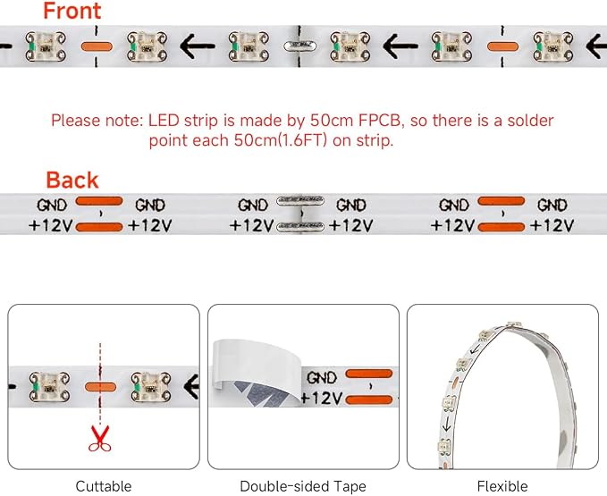BTF-LIGHTING WS2812B IC RGB 2.7mm Ultra Narrow LED Strip 0807SMD DC12V Individually Addressable 9.8FT 160Pixels/m 480LED Dream Color Tape Light for Home DIY Decoration IP30 (No Adapter or Controller)