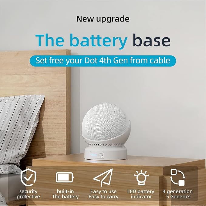 Battery Base for Echo dot 5th Generation Portable Echo Dot 4th Generation and Homepod Mini Battery Stand Accessories， not Including the Speaker(White)