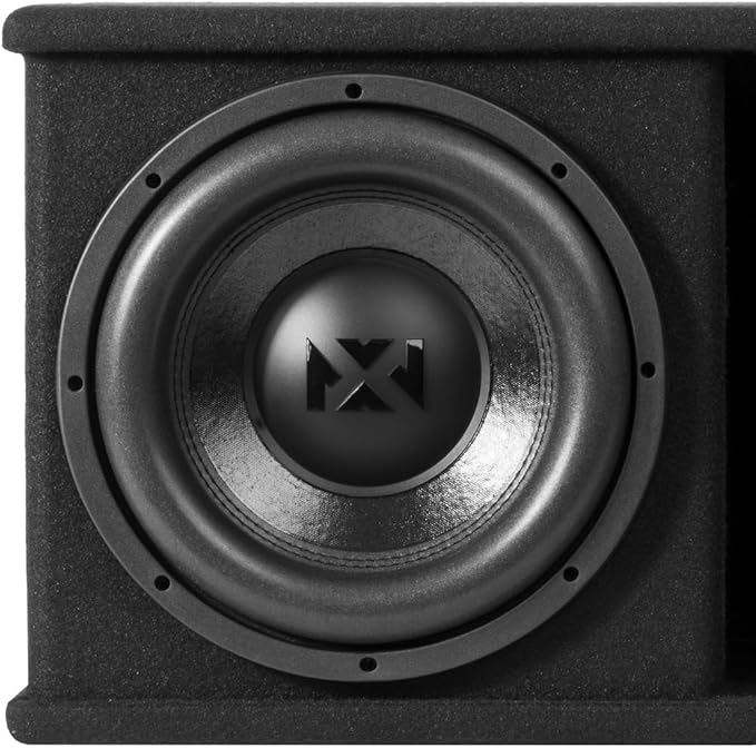 NVX NPKG212 1000W MAX (500W RMS) Loaded Dual 12" Subwoofer with Slot Ported Enclosure and Monoblock Amplifier with Remote Bass Knob