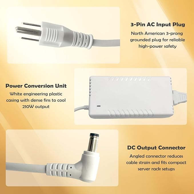 54V Power Adapter Compatible for UniFi XG 6 PoE US-XG-6POE USW-Ultra-210W 6 8 Port Switch ADS-210NX-48-1 540210E ADS-210NX-48-1540210E Replacement White 210W Power Supply Cord Charger