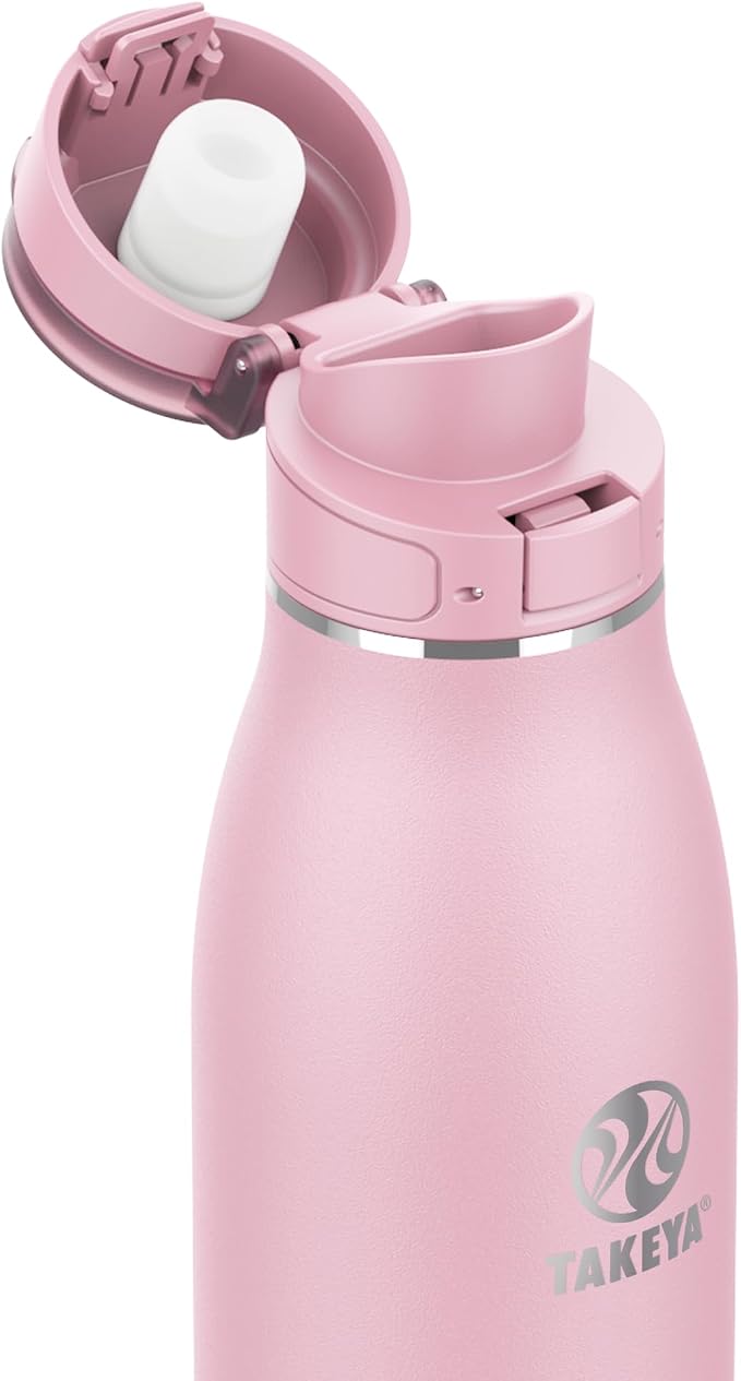 Takeya Traveler Stainless Steel Travel Coffee Mug with Flip-Lock Lid (25 oz, Blush)- Leakproof Insulated Mug for Coffee & Tea