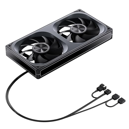 JONSBO ZA-240B PC Case Fan,All(2)-in-One,Single Frame Unit with 2x120mm ARGB Fans,PWM,3Pin ARGB, Silent Computer with 4-Sides Infinity Mirror Fan 2400RPM,Aluminum Nameplate,28mm Thick Black