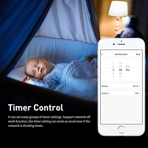 Jinvoo WiFi Wall Light Touch Panel Switch, 1 Way, Remote Control by Smart Phone,No Hub Required, AC 120V, Works with Amazon Echo, Google Home, Black