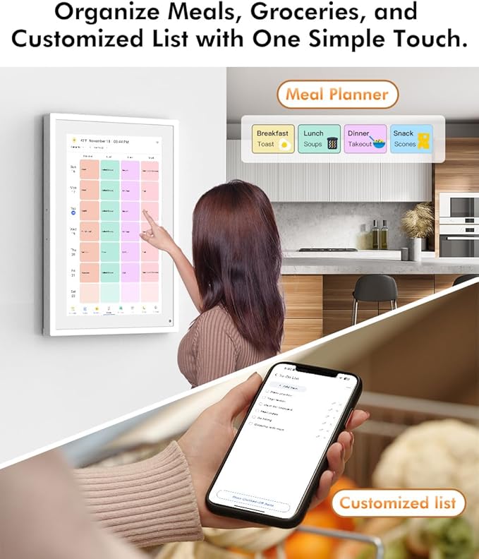 10.1" Smart-Picture-Frame Digital Calendar in-One – Interactive Touchscreen Display Electronic Calendar for Chore Chart, Star Reward, Sync Google Outlook Calendar Via App, Wall Mount, Gift for Mom Dad