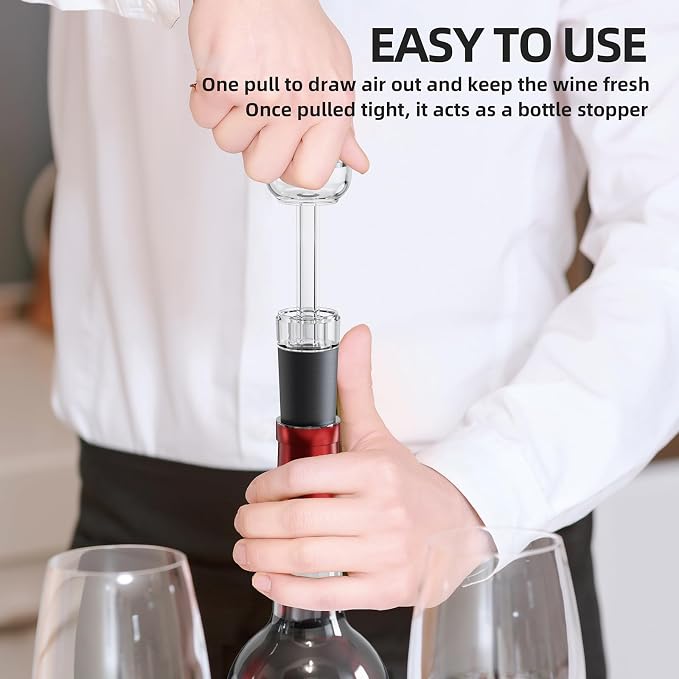 Rechargeable Electric Wine Opener Set, 4-in-1 Father Day Gift for Dad with Automatic Corkscrew, Aerator Pourer, Vacuum Stoppers & Foil Cutter, Ideal for Home Bar, Gifts for Women/Men