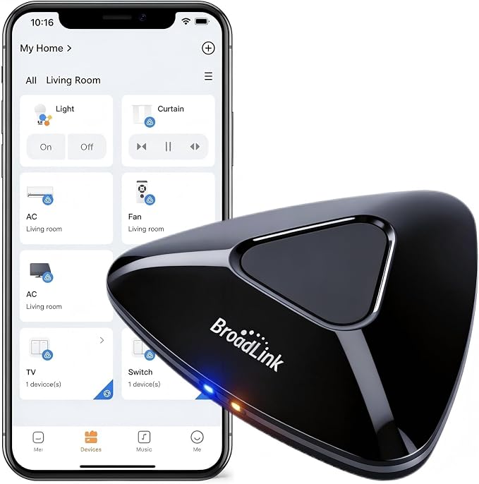 Broadlink RM MAX Smart Home Hub, Matter Compatible, Code Learning Wi-Fi & BLE Universal Remote for IR and RF Devices, Compatible with Alexa & Google Home