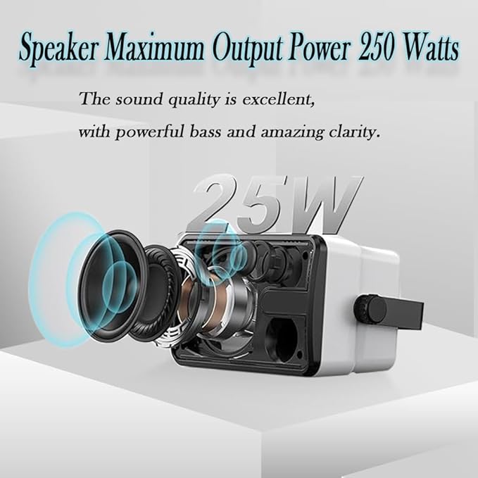 YVU Outdoor Bluetooth Speaker 250W, Wireless Sync Up to 100 Speakers,Indoor/Outdoor Sound System for Patio, Porch, Gazebo, Garage (2 PCS)