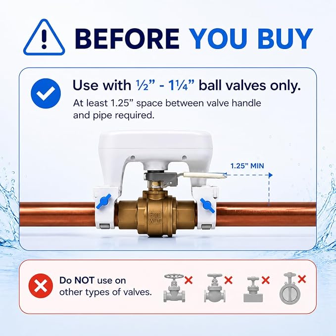 CUSTOS/Firebot DIY Automatic Water Shut Off Valve Control, LoRa Water Leak Detection Device Kit with 3 WiFi Water Leak Sensor, WiFi Water Shutoff Valve with Battery Backup
