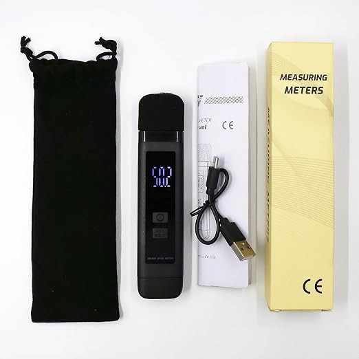 Digital Decibel Meter Sound Level Meter with LCD Display Decibel/MAX/Data Hold and Battery Indicator, 30~130dBA Pocket SPL Meter Sound Noise Monitor Rechargeable for Noisy Neighbors Factory Home