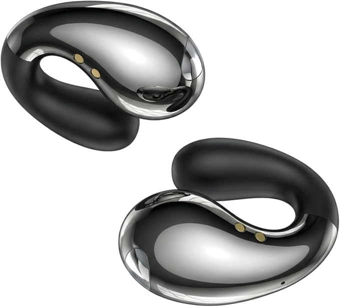 Boytond Ultra Open Ear Earbuds - Comfortable Clip-On Bone Conduction Earbuds, Over-The-Ear Open Headphones with Waterproof Build for Running, Gym Workouts, and Outdoor Sports, Lustre Black