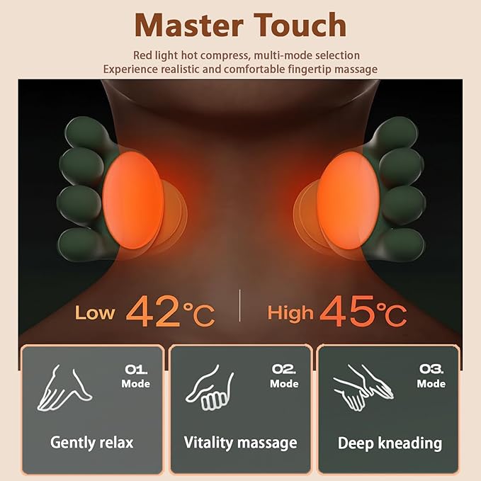 VIYAE DEESY Neck and Shoulder Massager - Electric Portable Deep Kneading with Heat, Rechargeable Wireless Wearable Cervical Massager, Adjustable Intensity for Pain Relief Home Office Travel Gift