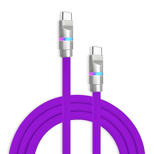 chubbycable Neon Chubby - Fast Charge Cable with Smart Light RGB Color Gradual Light Up 100W Charging Cord LED USB C Cable Compatible with iPhone 17-15 Series, Purple, Type-C to Type-C, 8.5 FT