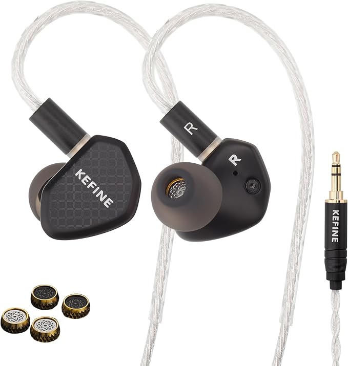 Klean Hi-Fi in Ear Monitor, Wired Gaming Earbuds, 10mm DLC Diaphragm Dynamic Driver, Wired Earphones, Interchangeable Tuning Nozzles, HiFi IEM for Audiophile, Musician & Gaming(Black, 3.5mm)