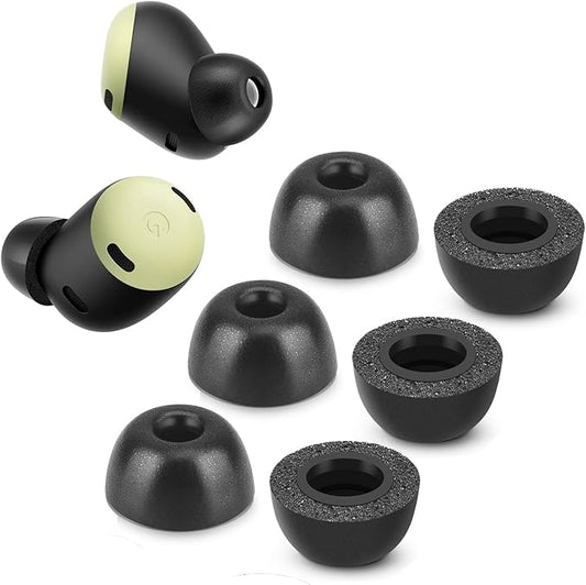 Memory Foam Tips for Google Pixel Buds Pro, Anti-Slip Replacement Ear Tips for Google True Wireless Earphones，Fit in The Charging Case, Perfect Noise Cancellation, 3 Pairs (Large, Black)