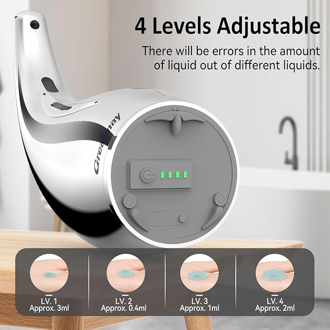 Automatic Soap Dispenser,4 Adjustable Levels Touchless Hand Sanitizer Pump with Infrared Sensor, Countertop Electric Soap Dispenser for Bathroom,Kitchen(TS2012) (Silver-Pink-Blue)