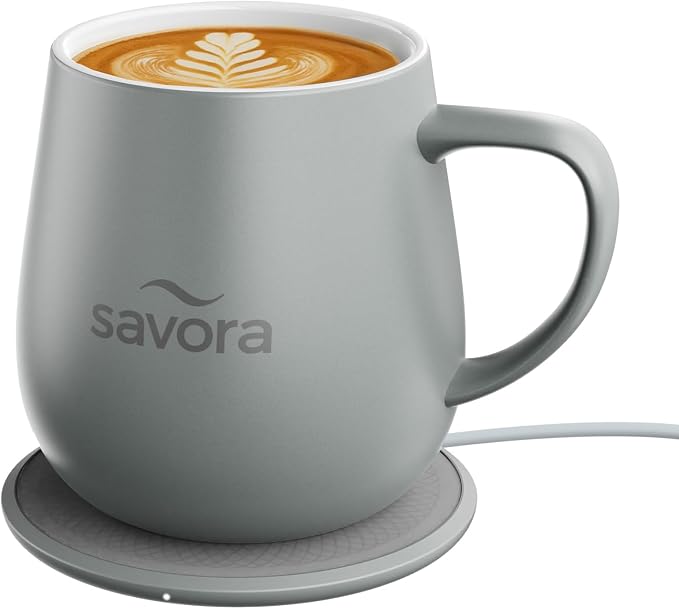 12oz IntelliHeat™ Coffee Mug | Barista’s Choice | Exclusive Wireless SmartSense Pad | Maintains Perfect 135°F | Hand-Crafted Ceramic Mug & Lid | for Tea Drinkers | Backed for Life - Grey