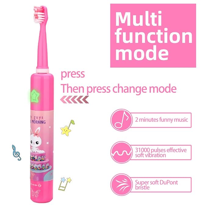 OJV 8620 Musical Electric Toothbrushes 8630 Kids Sonic Electric Toothbrushes (Pink)