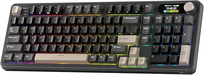 RK ROYAL KLUDGE S98 Mechanical Keyboard w/Smart Display & Knob, 96% RGB Wireless Gaming Keyboard BT/2.4G/USB-C, Hot Swappable Custom Keyboards, Software Support, Silent Computer Gaming Keyboard